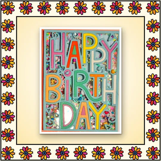 Handmade greeting card: Happy Birthday: shaker letters