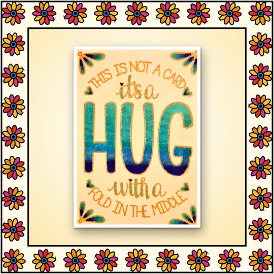Handmade greeting card: It's a Hug: fold-over hug card