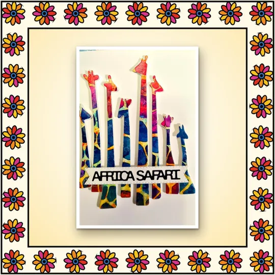 Handmade greeting card: Africa Safari: tall patterned giraffes